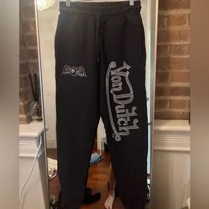Von Dutch Pants Jumpsuits Nwot Von Dutch Sweatpant With Bedazzled Logo Poshmark